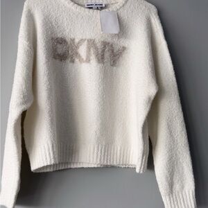 DKNY Women's Soft White Crew Neck Sweater